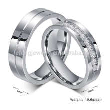Anillos de bodas de titanio para él y para ella, anillos de compromiso de diamantes de plata de diseño